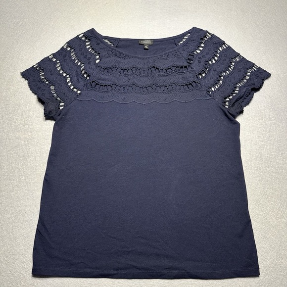 Talbots Tops - TALBOTS Womens Sz ES Short Sleeve Pretty Navy Pull Over Top Blouse gorgeous